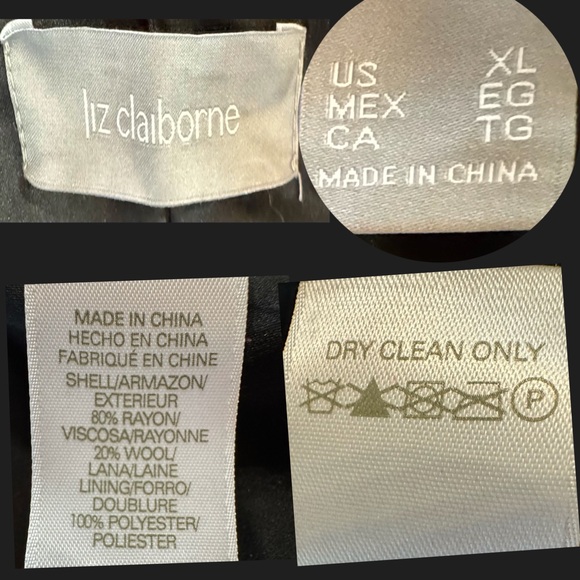 LIZ CLAIBORNE Wool Blend Houndstooth Peplum Maroon Orange Jacket (XL) - Picture 6 of 17